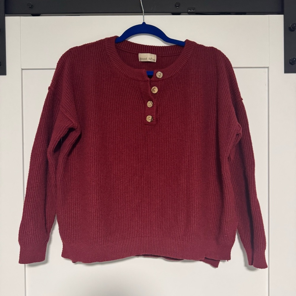 Red Button-Up Sweater